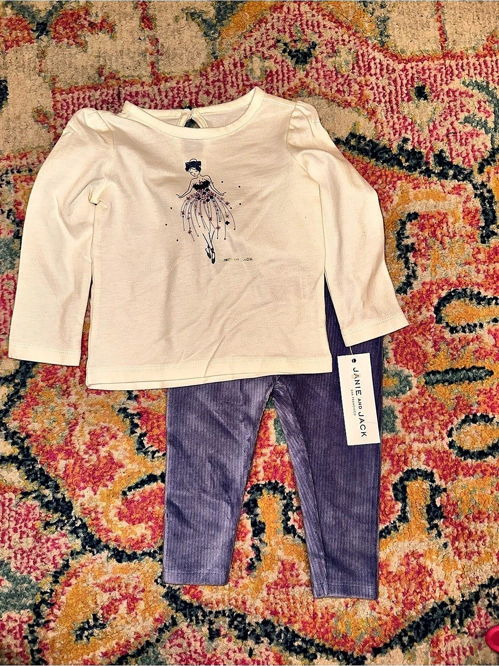 Janie and Jack Baby Girl Matching Set in Blue & Cream Size 6-12 Months NWT